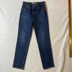 Levi's Premium 70s High Slim Straight‎ Jeans Womens Size 26 Dark Wash Denim